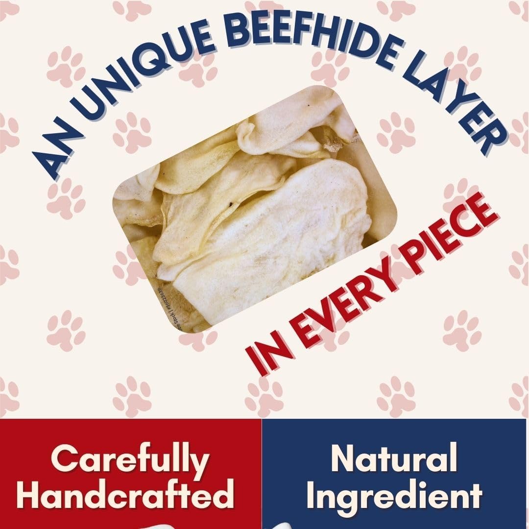 Close up look at the firm and durable texture of ValueBull beef hide chips.