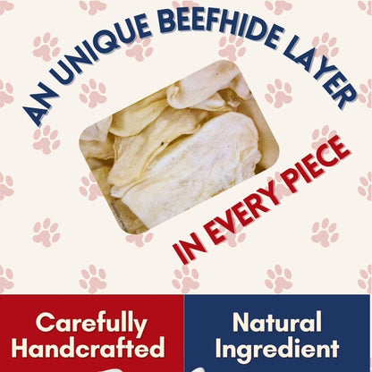 Close up look at the firm and durable texture of ValueBull beef hide chips.