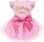 Detailed view of the durable stitching on the collar and pullover neckline of the pink dress.