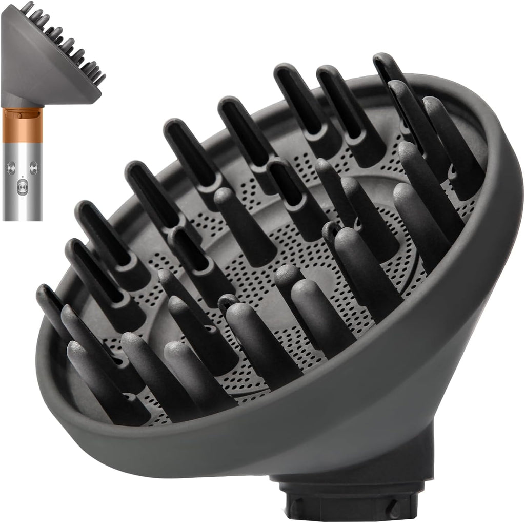 Dotspun large diffuser attachment front view showcasing grey heat resistant nylon nozzle for curly hair styling