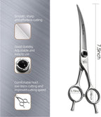 Fenice Totem 7.5 inch pet shears showcasing the precise thirty degree curved edge contour.
