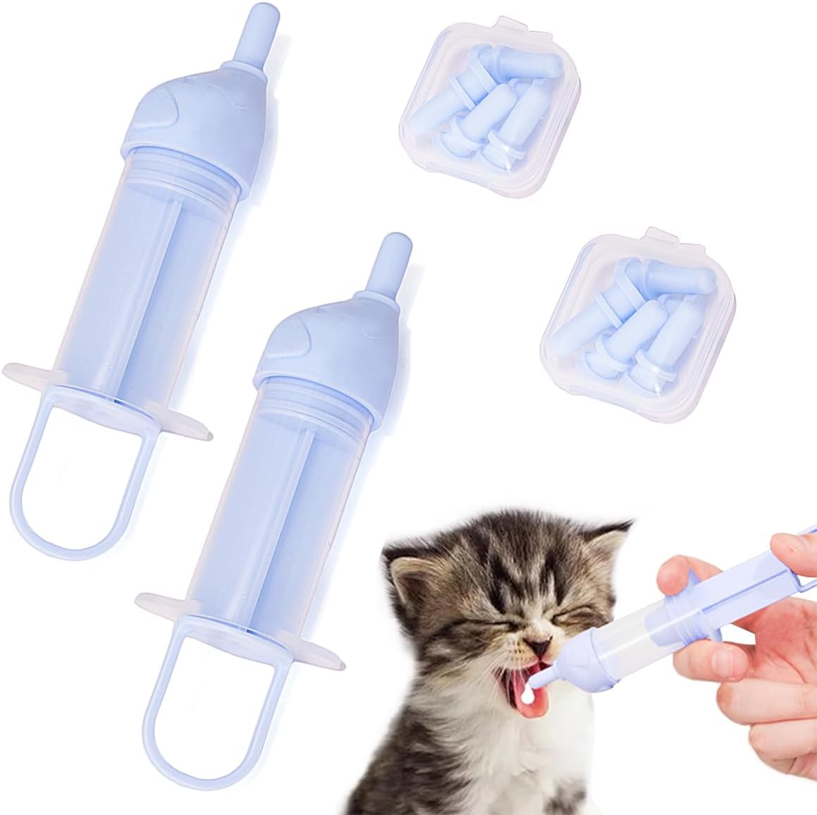 LogFaadCoi Kitten Bottle Feeding Kit for Nursing, Milk Bottles for Feeding Newborn Puppies,Anti-chocking Design,with 2 Syringes and 10pcs Replaceable Nipples (Pink) - Image 9
