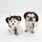 TESSVEYA premium imported dog Christmas cosplay wig side profile view on a medium dog