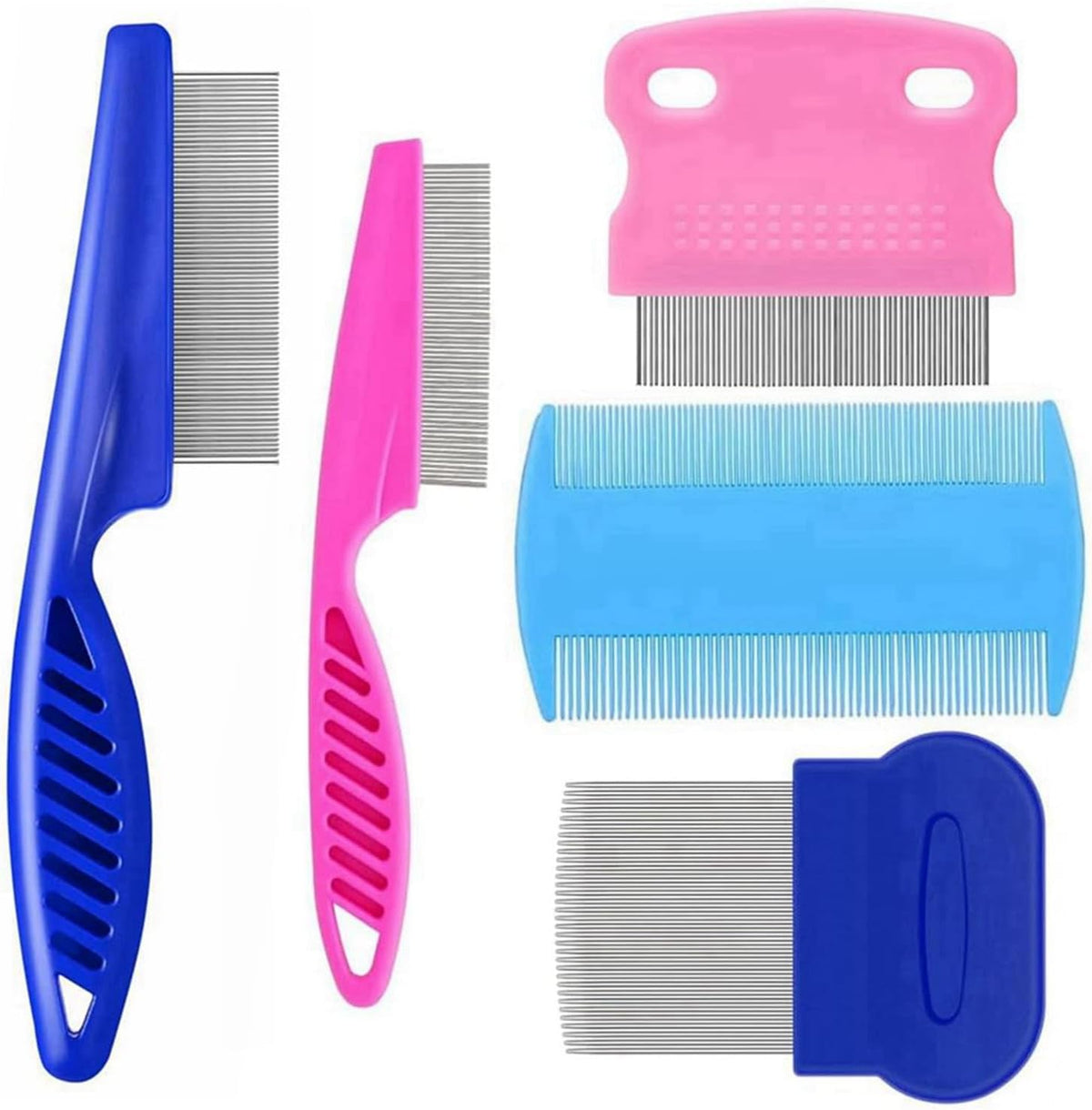 Juwantu 5-pack pet grooming comb set with various stainless steel tools