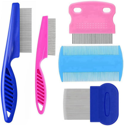 Juwantu 5-pack pet grooming comb set with various stainless steel tools