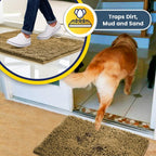 Muddy Mat being machine washed on a gentle cycle for easy floor care