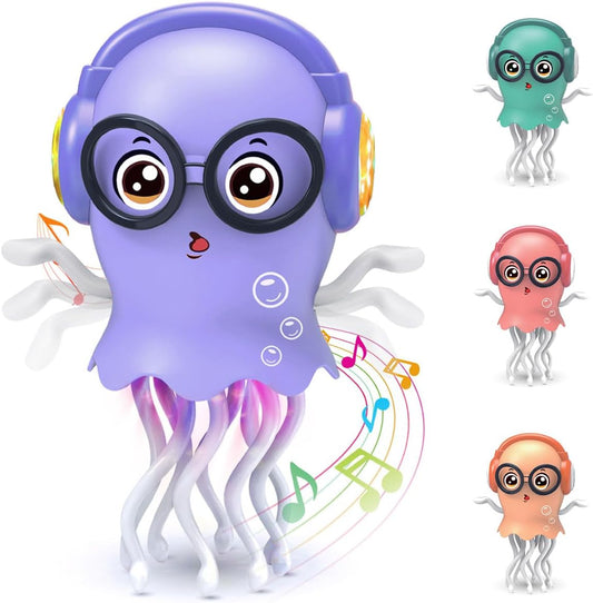 Zonopy Baby Toy Jellydancer front view showing purple jellyfish with headphones and glasses.