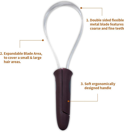 Coarse and fine stainless steel teeth edges of BOTH WINNERS pet hair brush