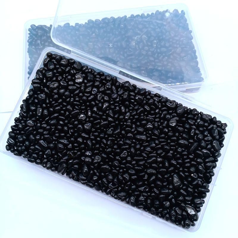 Top down view of black aquarium gravel substrate