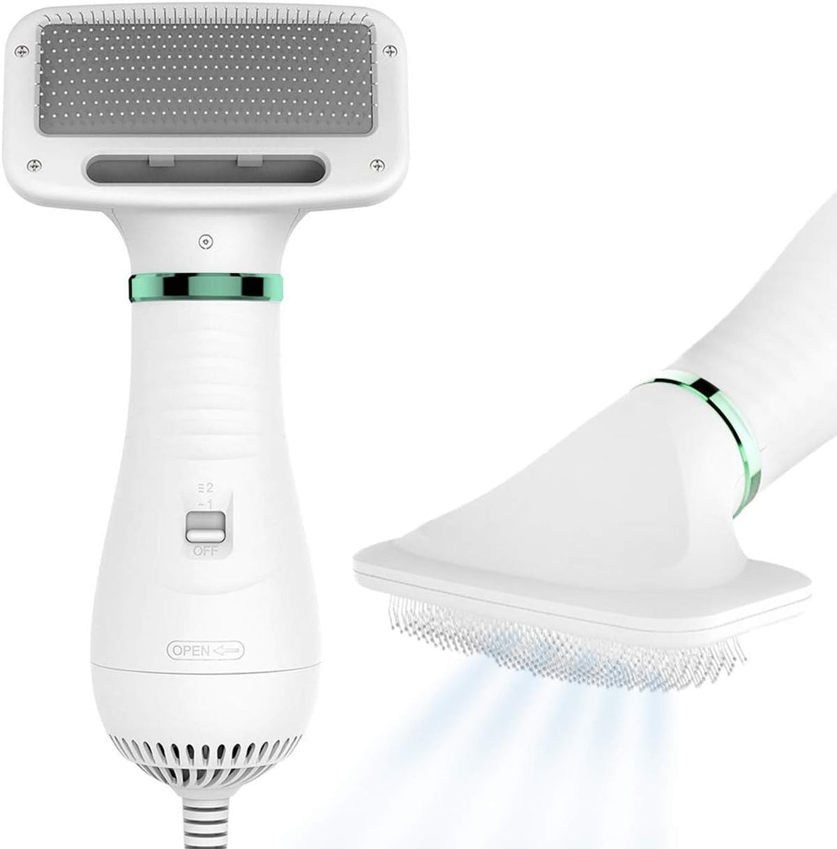 Kuubia 2-in-1 pet hair dryer and slicker brush front view