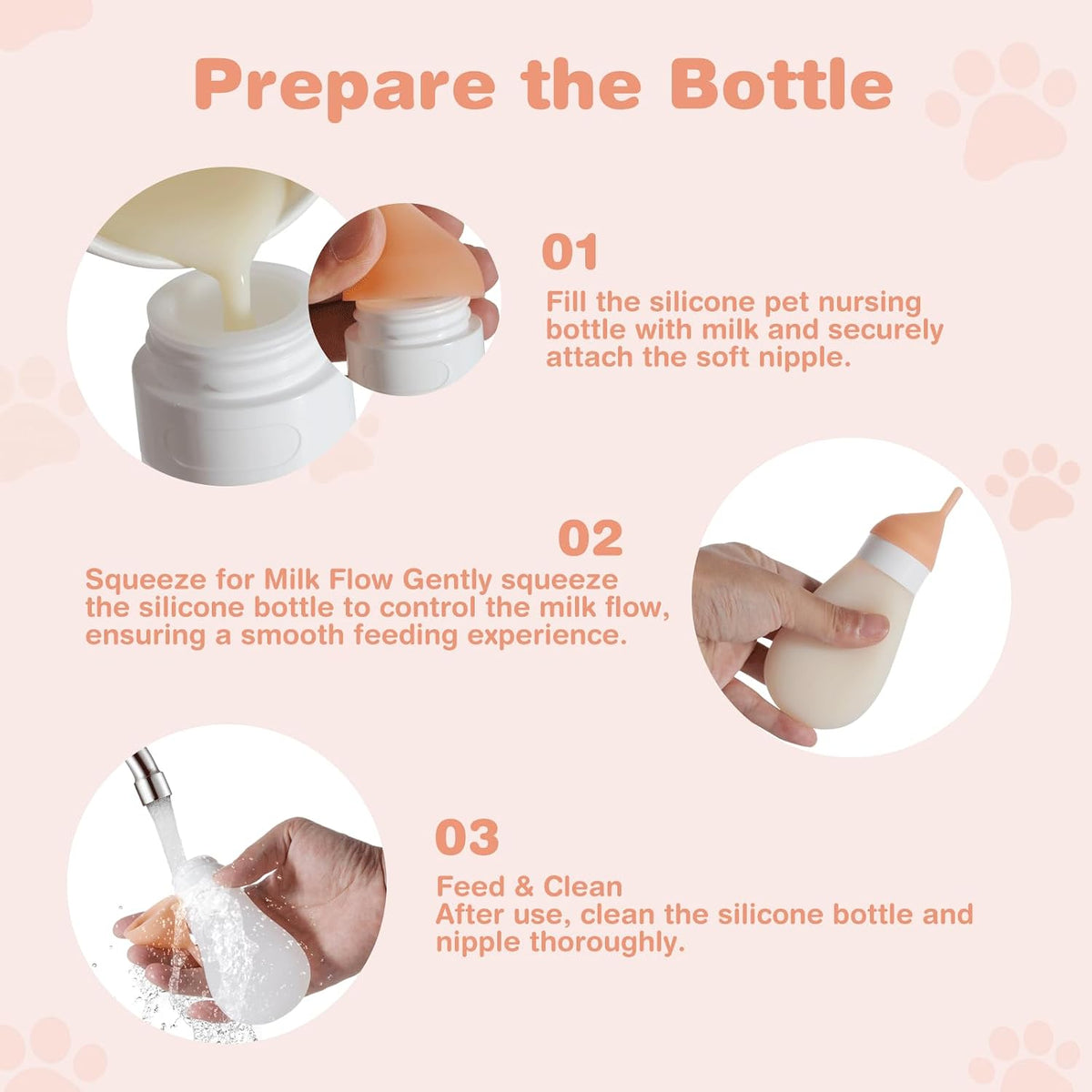 Elevonix newborn pet feeder set showing the leak proof nipple needles and syringe accessories