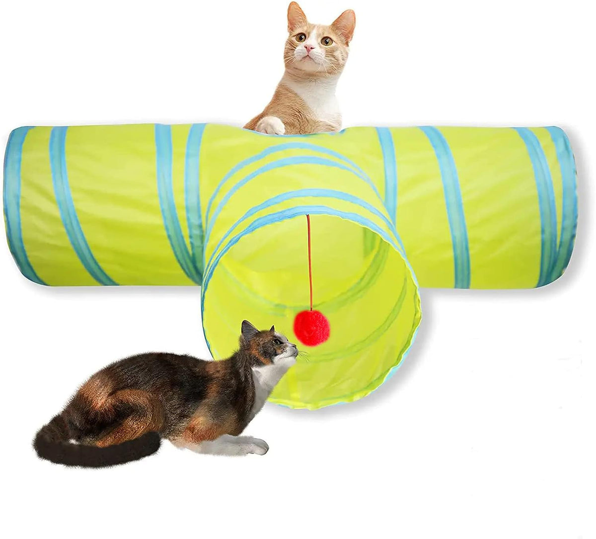 Cat Tunnel, Collapsible Tube with 1 Play Ball Toys, 3 Ways Tunnels for Indoor Cats, Puppy, Kitty, Kitten, Rabbit (White and Gray) - Image 10
