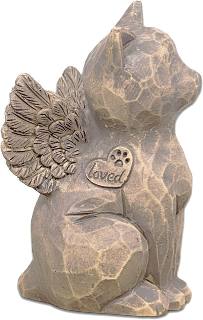 Detailed texture view of the hand painted polyresin cat angel wings sculpture