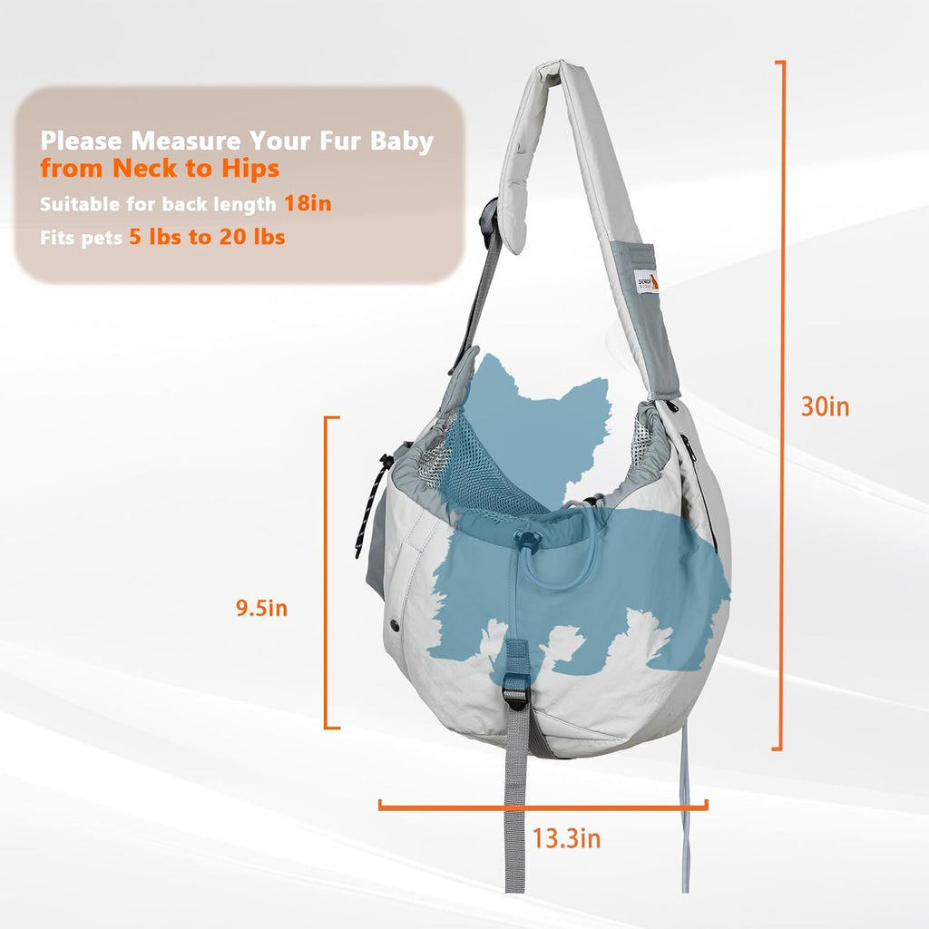 Dog Carrier Sling,Dog Carriers for Small Dogs & Cats Up to 20lbs,Puppy Carrying Backpack Pet Purse with Pockets,Adjustable Shoulder Strap,Hands Free for Travel (Grey) - Image 9
