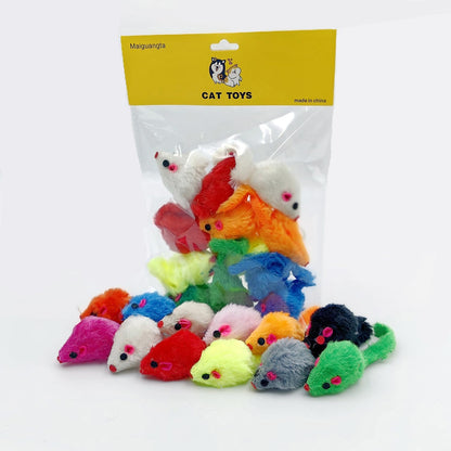 Maiguangta interactive cat mouse toys front view showing twelve colorful mice for indoor cats.