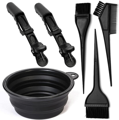 Yexixsr professional salon hair coloring dyeing kit front view featuring collapsible silicone bowl and synthetic brushes