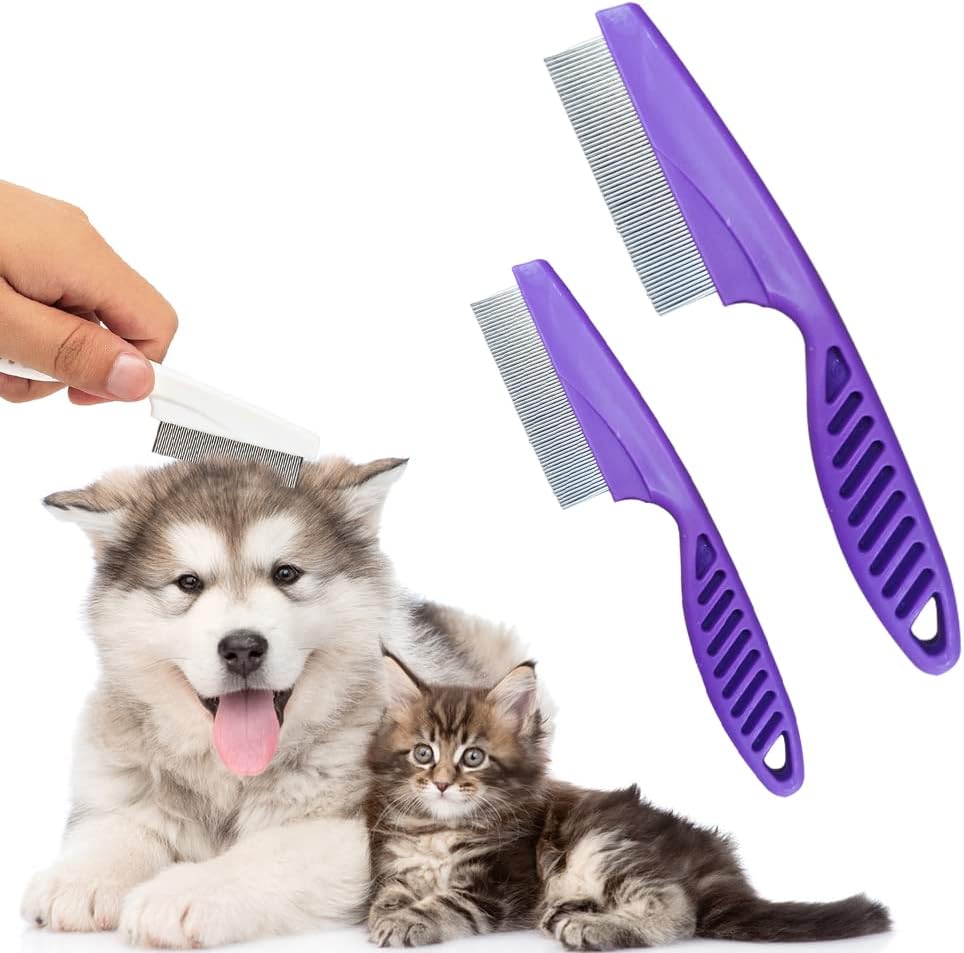 XieJy 2 Pack Professional Pet Grooming Comb Set front view