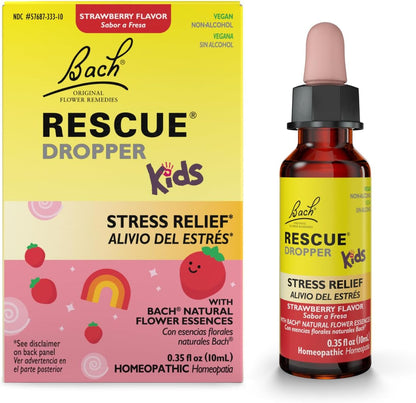 Bach RESCUE Kids Dropper 10ml front view for natural child stress relief.