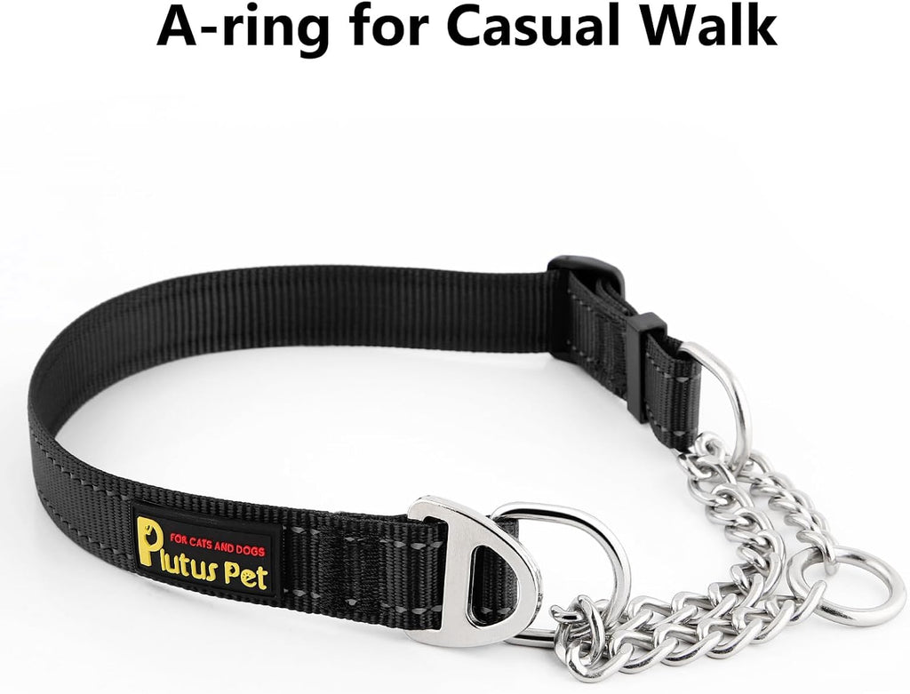 Plutus Pet adjustable reflective nylon dog collar medium size side profile