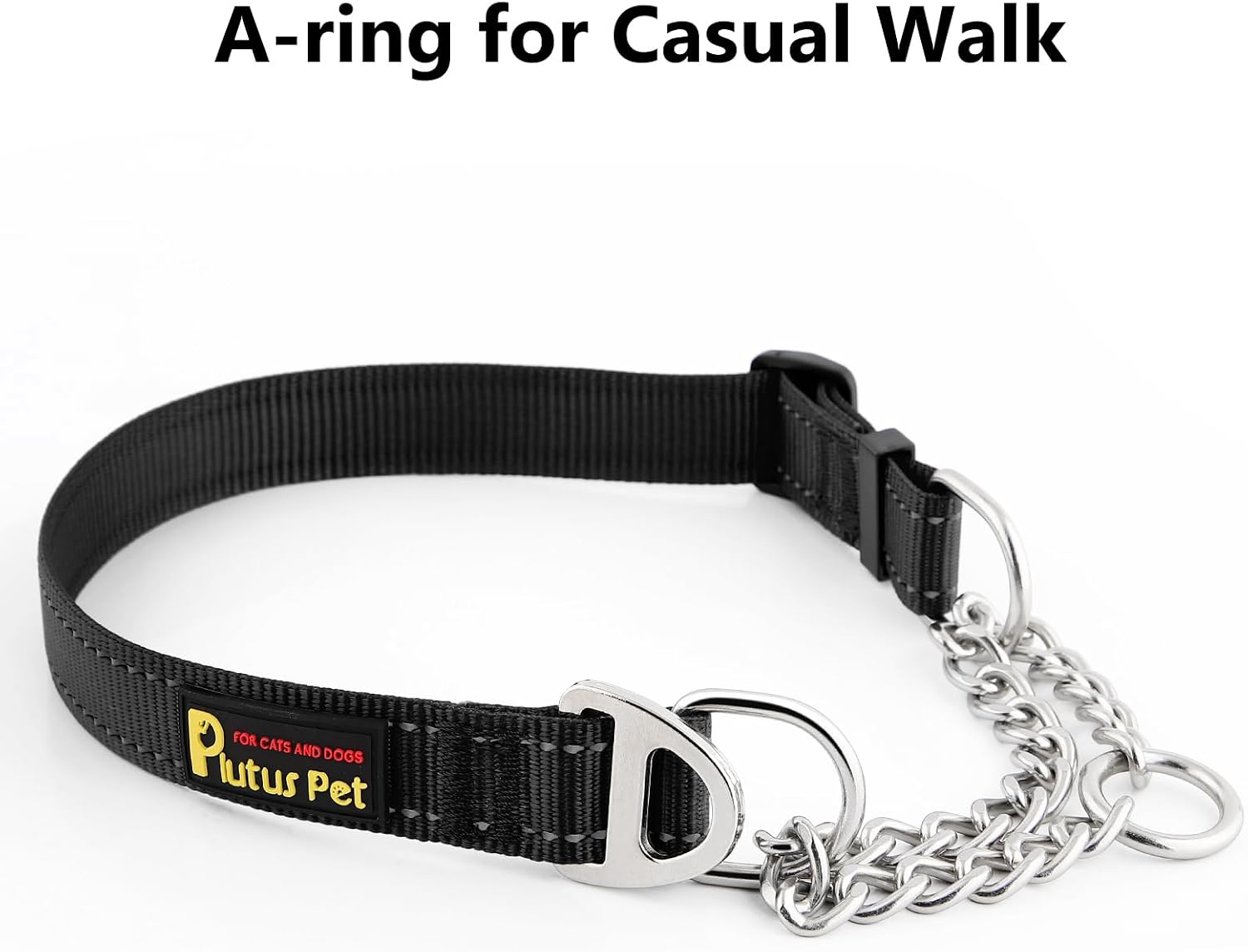 Plutus Pet adjustable reflective nylon dog collar medium size side profile