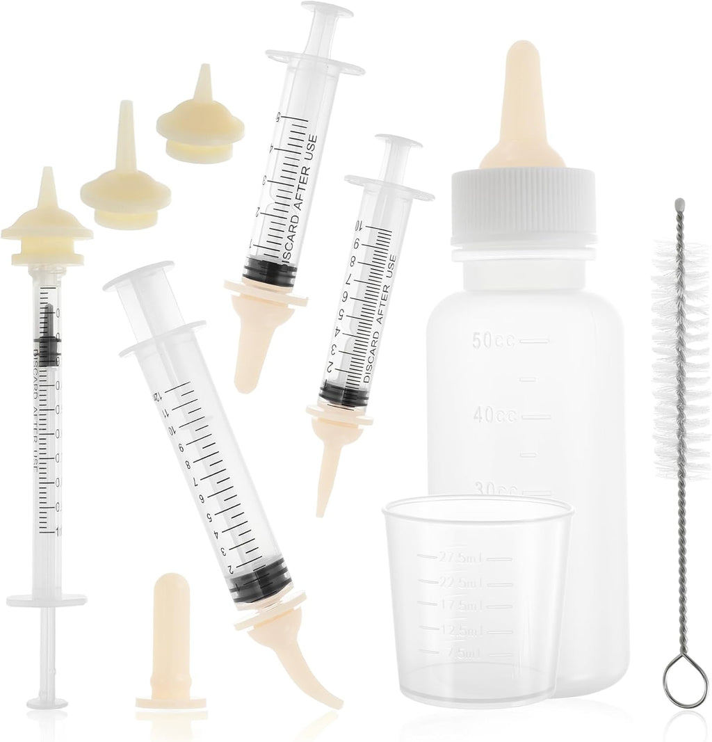 GLIDESMOOTH Kitten Bottle Feeding Kit front view of complete apricot pet nursing set