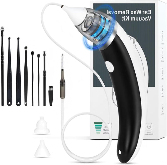 TEADZ Ear Vacuum Ear Wax Removal Kit front view showcasing the black electric device and adjustable control buttons