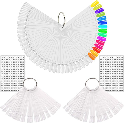 Kingmas 150 pieces clear nail swatch sticks with metal ring front view