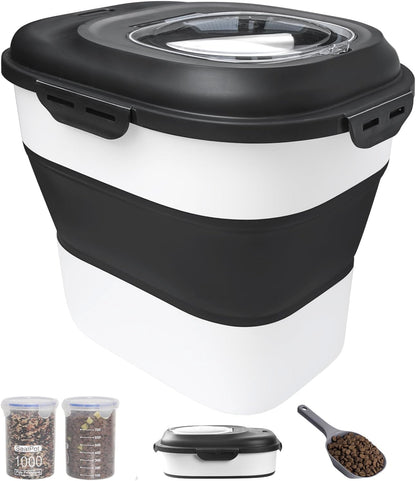 30-35 Lbs Dog Food Storage Container Collapsible Dog Food Container with Airtight Lids, Wheels, Scoop and 2pcs Food Storage Containers, Large Pet food storage for Dog, Cat - Image 11