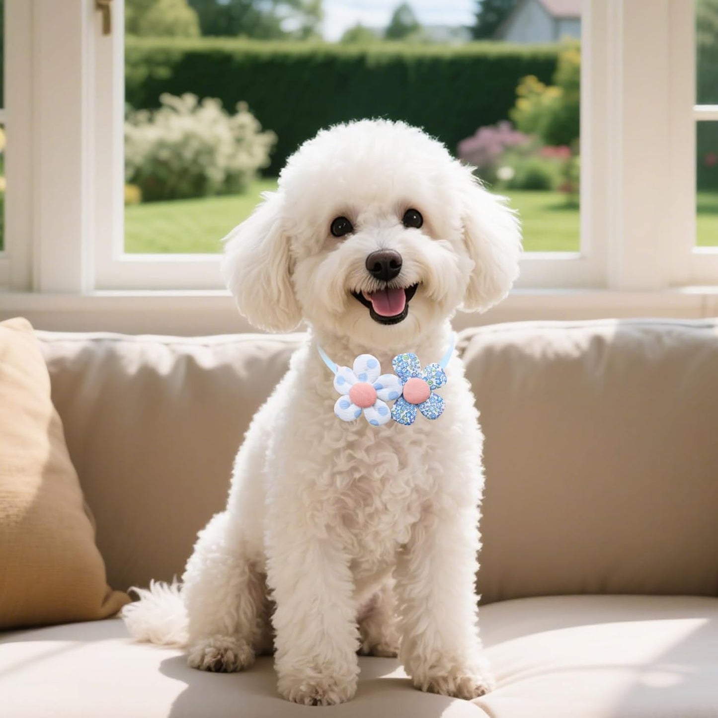 Bite resistant lightweight pet flower collar charms for grooming photography props