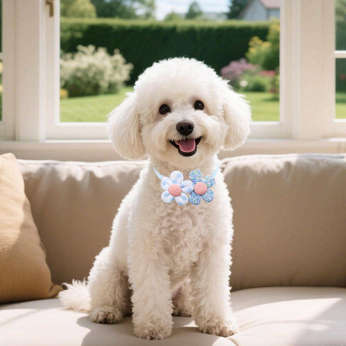 Bite resistant lightweight pet flower collar charms for grooming photography props