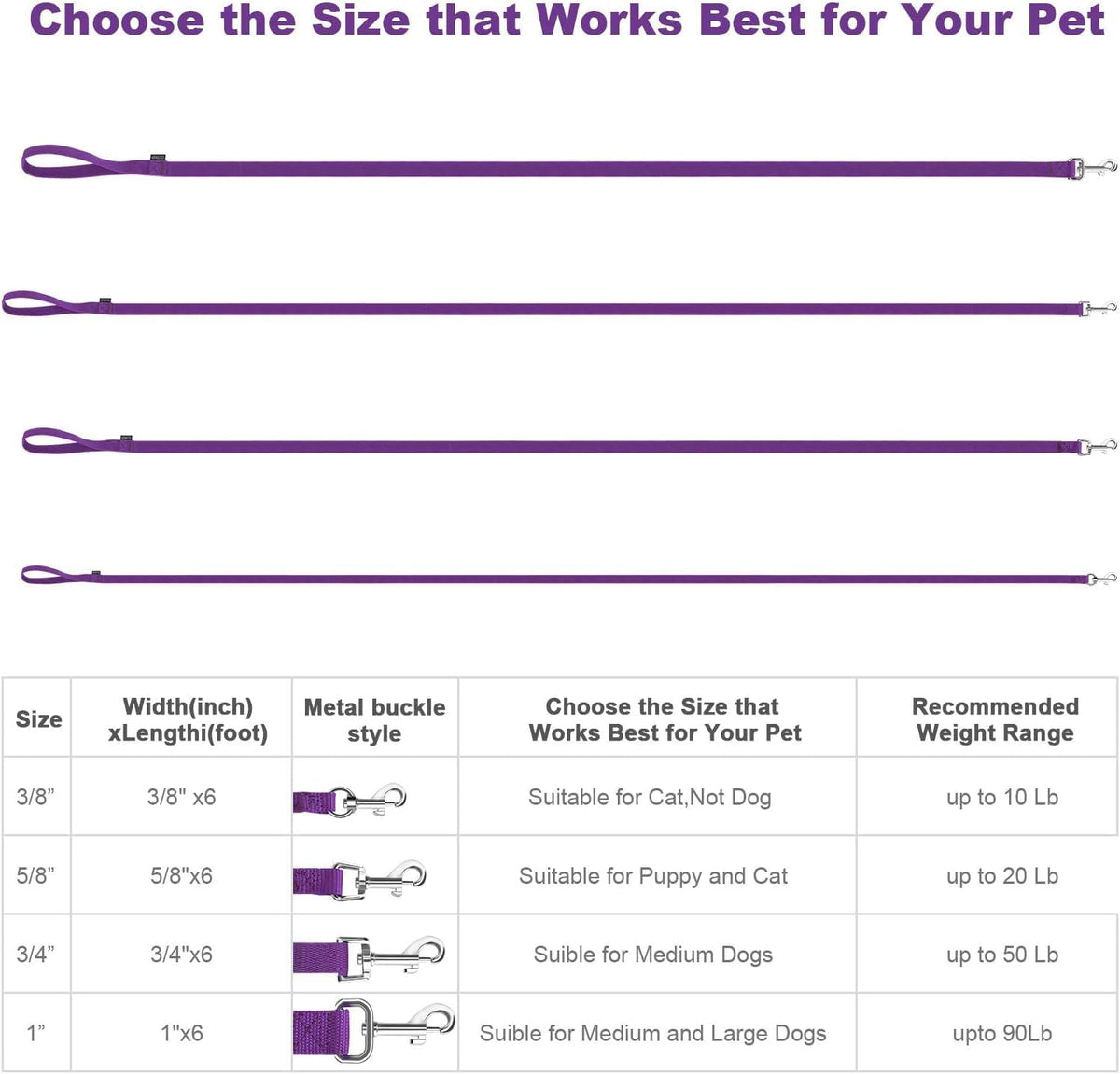 AMAGOOD 6 FT Puppy/Leash, Strong Traditional Style with Easy to Use Collar Hook, Great for Small, Medium and Large Dogs (5/8in x 6 ft, Purple) - Image 9