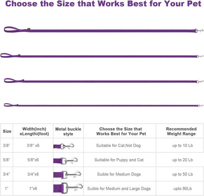AMAGOOD 6 FT Puppy/Leash, Strong Traditional Style with Easy to Use Collar Hook, Great for Small, Medium and Large Dogs (5/8in x 6 ft, Purple) - Image 9