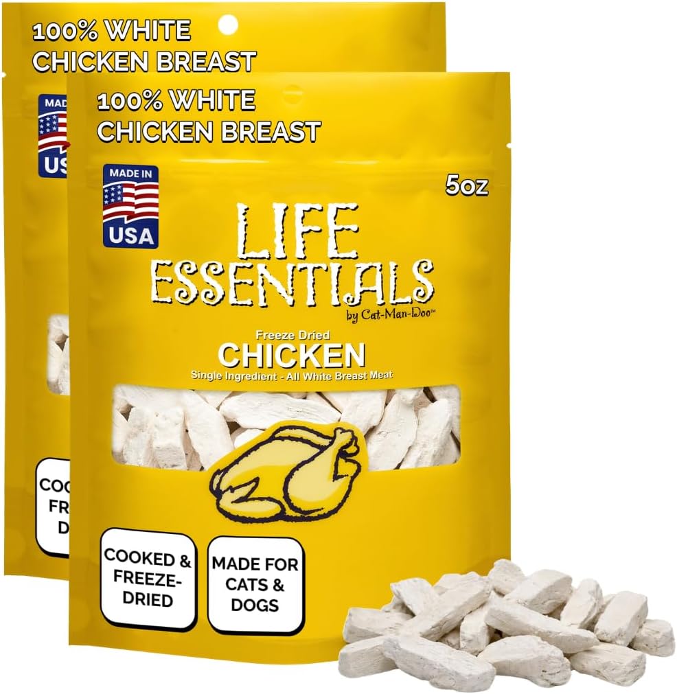 Single ingredient freeze dried chicken chunks meal enhancement for senior pets