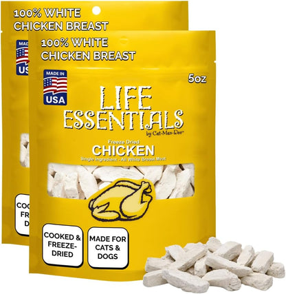 Single ingredient freeze dried chicken chunks meal enhancement for senior pets
