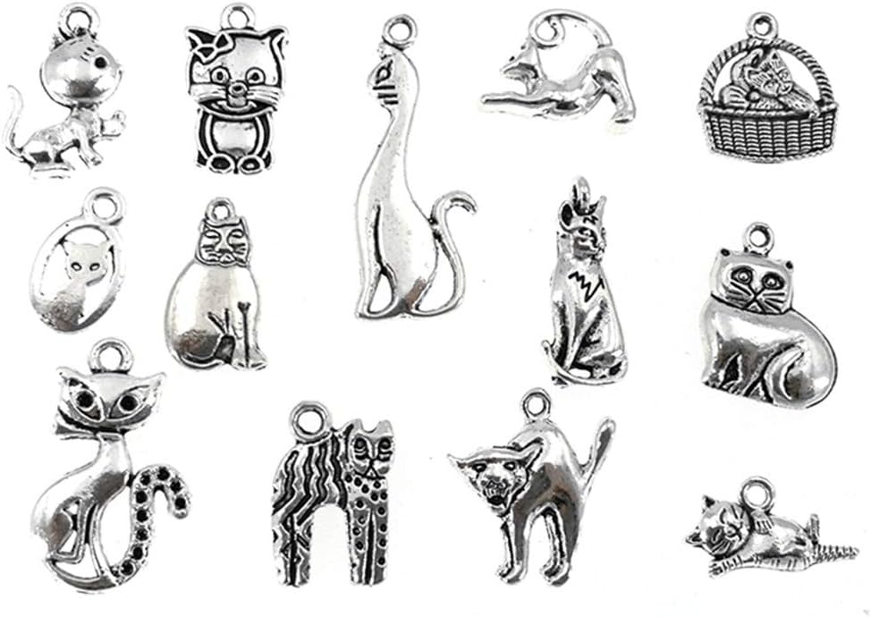 Back and side details of the zinc alloy cat charms