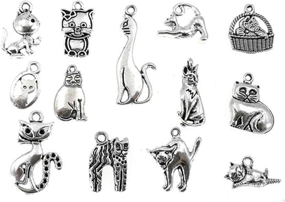 42 pieces of various cat shaped metal pendants
