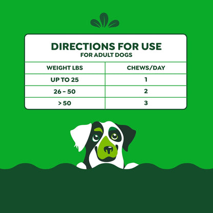 Premium Greenies pet supplements container showing the chicken flavor soft chews overview.