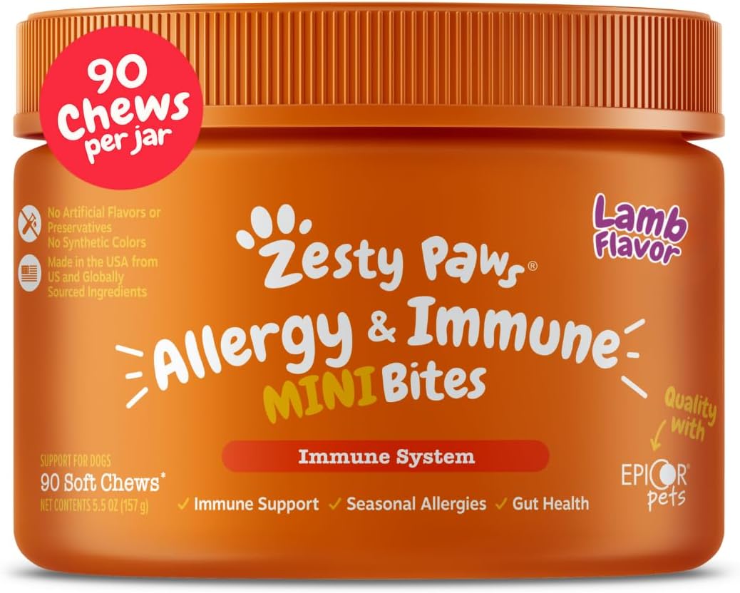 Zesty Paws Allergy Immune Bites - Dog Allergy Chews, Dog Probiotics for Itchy Skin and Ears, Lamb, 90ct - Image 10