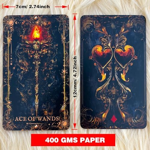 Beginner friendly tarot guidebook alongside premium four hundred gsm coated paper cards.