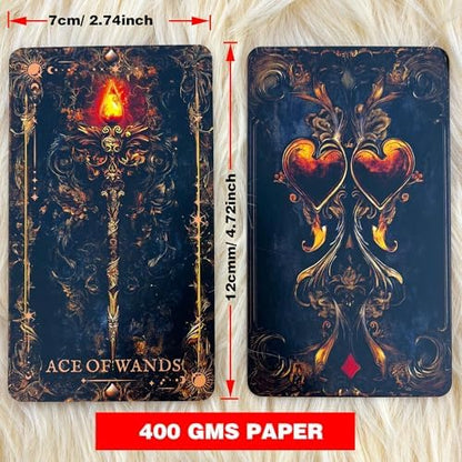 Beginner friendly tarot guidebook alongside premium four hundred gsm coated paper cards.
