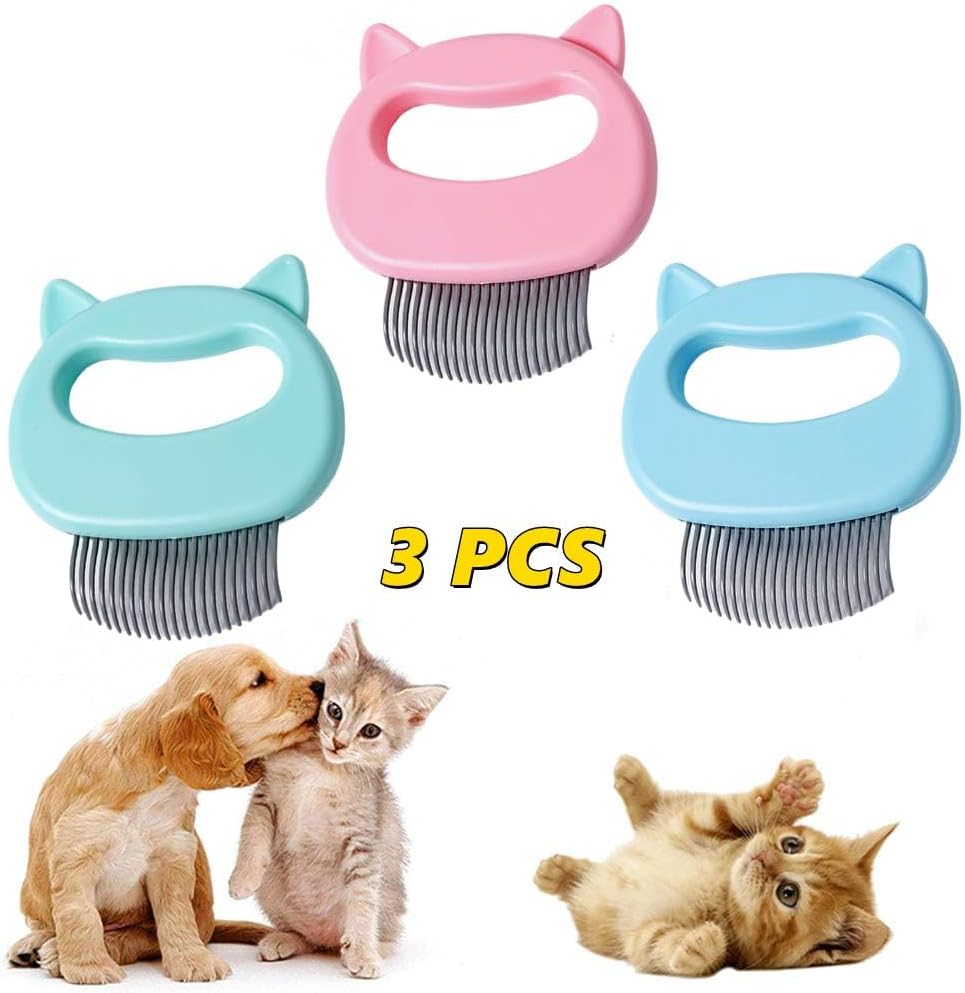 Breedo pet grooming comb brush front view showing the massaging shell handle layout.