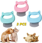 Breedo pet grooming comb brush front view showing the massaging shell handle layout.