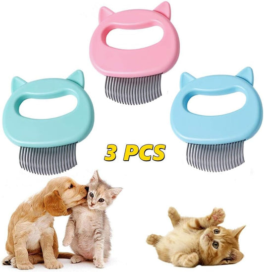 Breedo pet grooming comb brush front view showing the massaging shell handle layout.