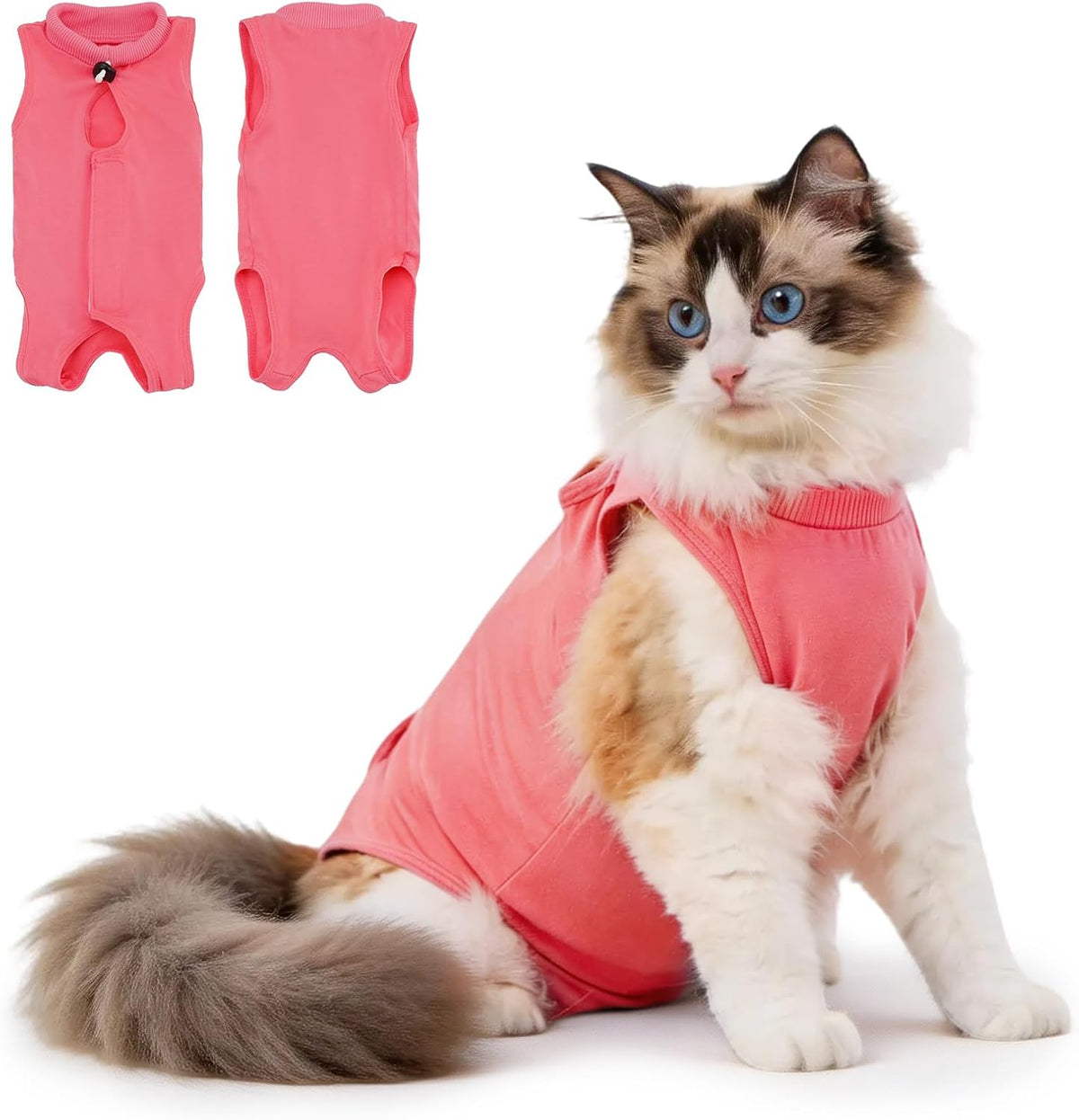Avont Cat Recovery Suit Female Kitten After Spay Surgery, Breathable Modal Cotton Cat Onesie for Wound & Skin Disease Care, Machine Washable -Purple(M) - Image 11