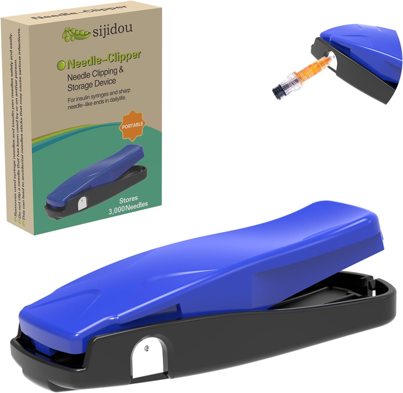 sijidou needle clipper for insulin syringe metal needle removal in blue