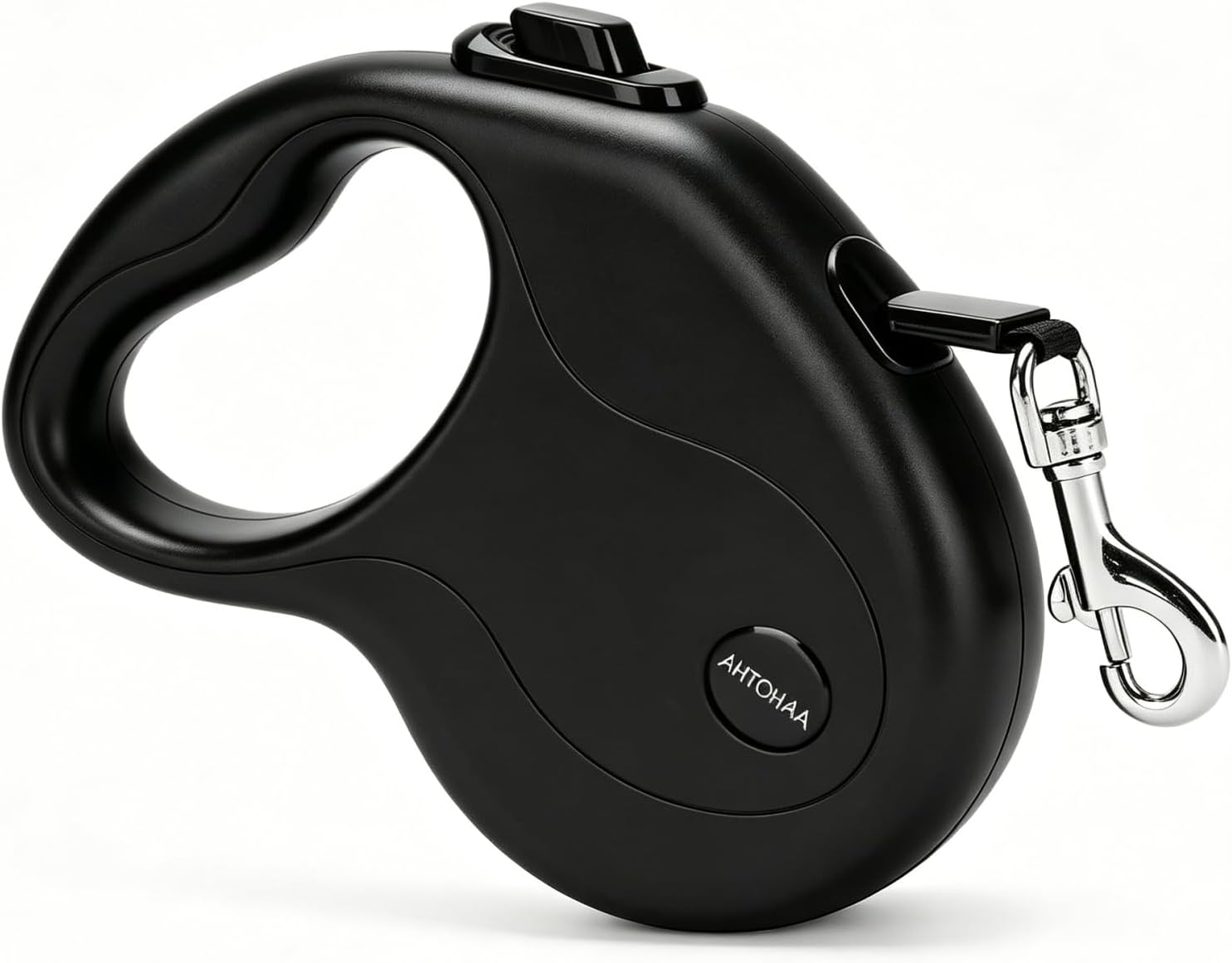 AHTOHAA 10FT retractable dog leash front view in black