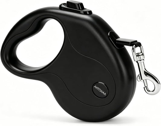 AHTOHAA 10FT retractable dog leash front view in black