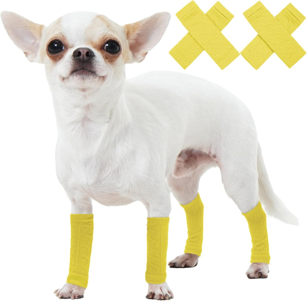 ROZKITCH 4PCS Dog Sleeves for Legs to Prevent Licking, Knitted Solid Pattern Elbow Joint Protectors for Small Dogs Chihuahua, Yorkshire Terrier, Toy Poodle, Pomeranian, Papillon Grey M - Image 14