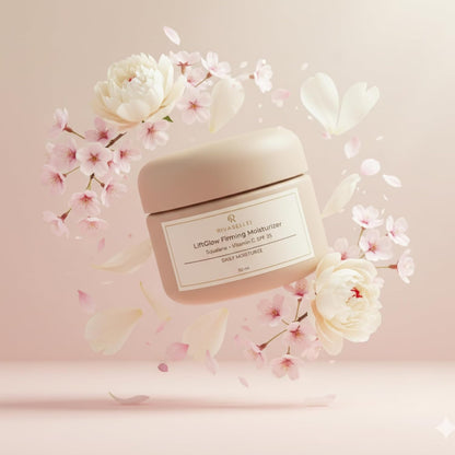 RIVASELLE LiftGlow Firming Moisturizer front view packaging bottle for skin brightening