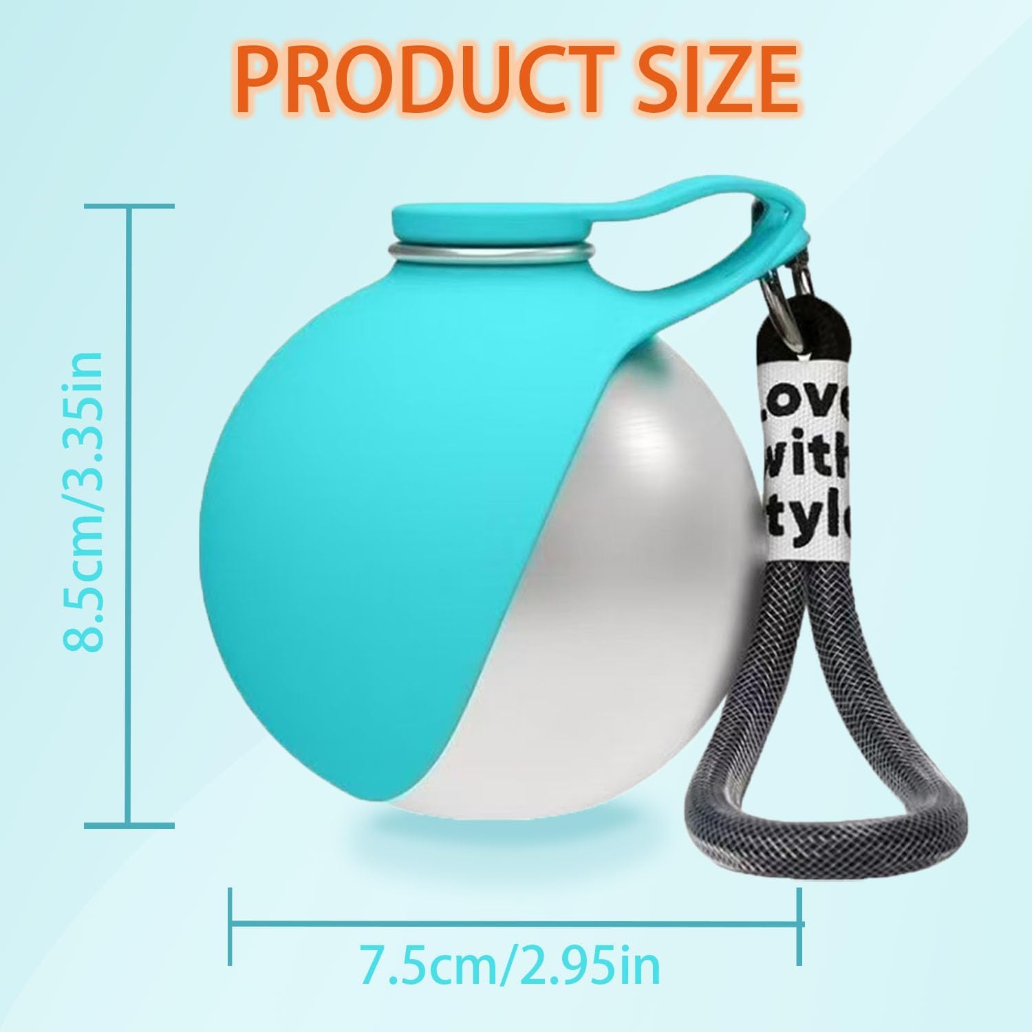 Compact pet travel tumbler being stored easily inside an outdoor backpack side pocket.